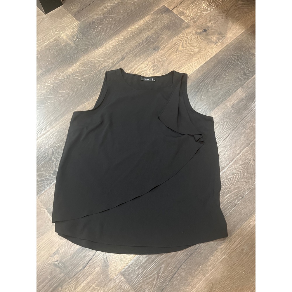 Apt 9‎ Womens Black Sleeveless Ruffle Front Layered Blouse Top Size Medium